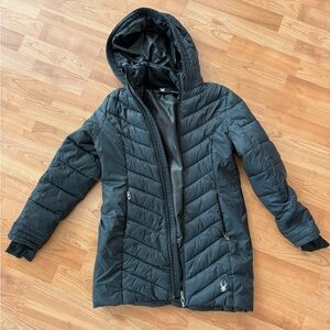 Spyder Black Hooded Puffer Jacket